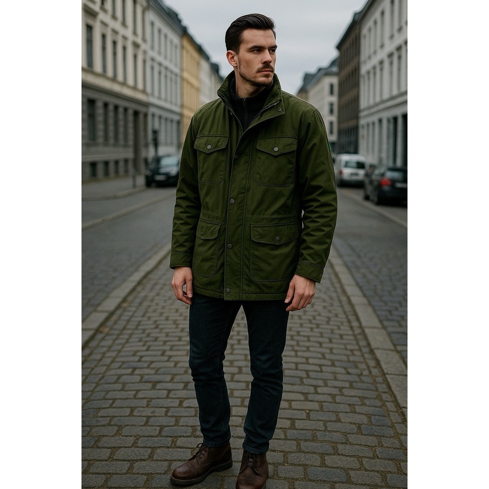 Vintage NORSKA  Army Green Ski Hike Full Zip Snaps Parka Mens Size Medium Nordic